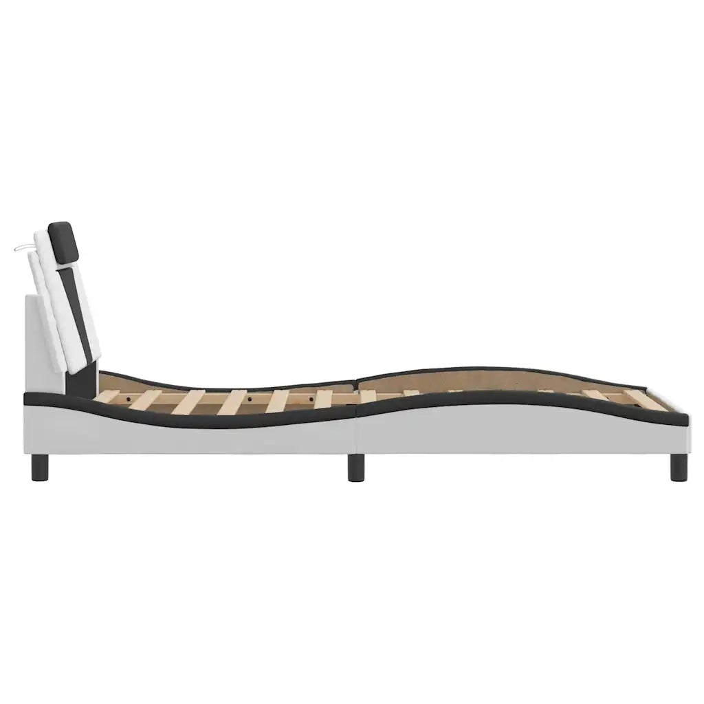 Giroletto Viana senza Materasso Nero e Bianco 90x190 cm in Similpelle 3208067
