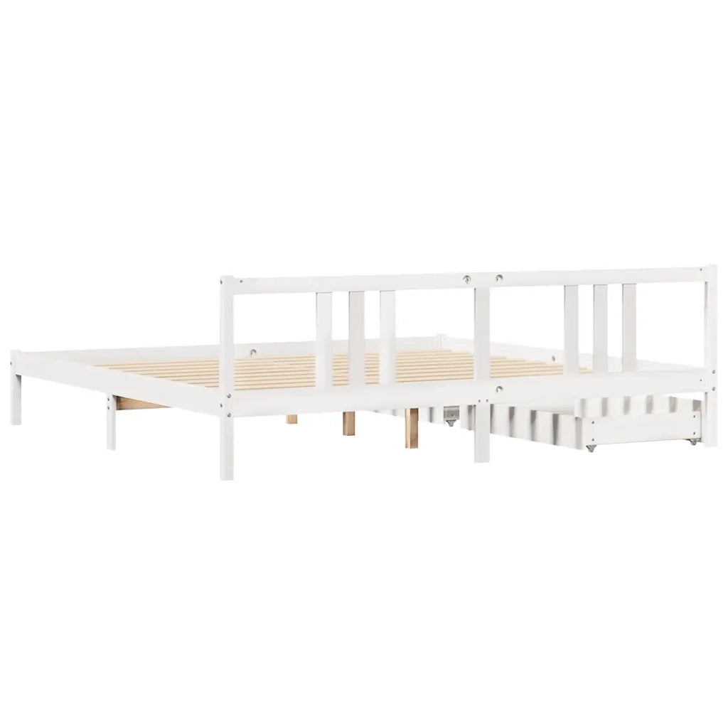 Giroletto senza Materasso Bianco 200x200 cm Legno Massello Pino