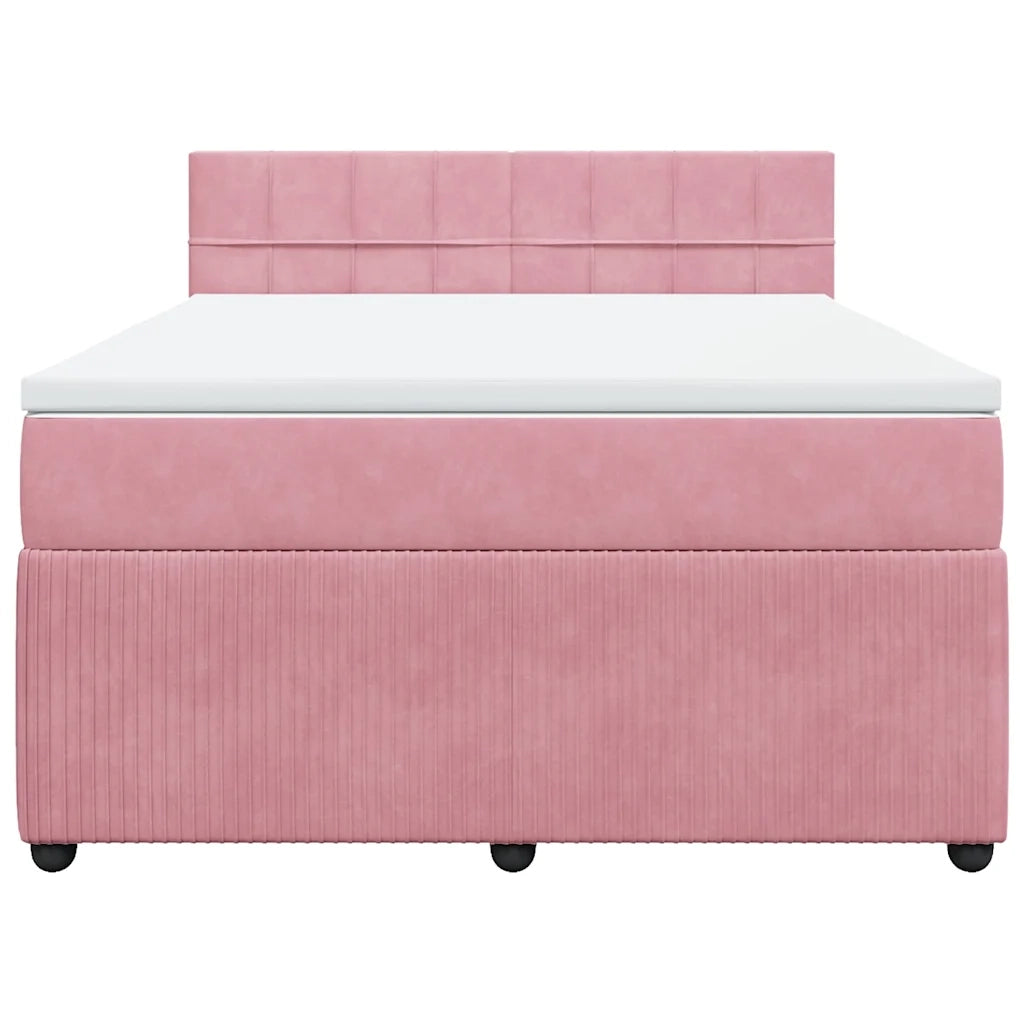 Giroletto a Molle con Materasso Rosa 140x200 cm in Velluto