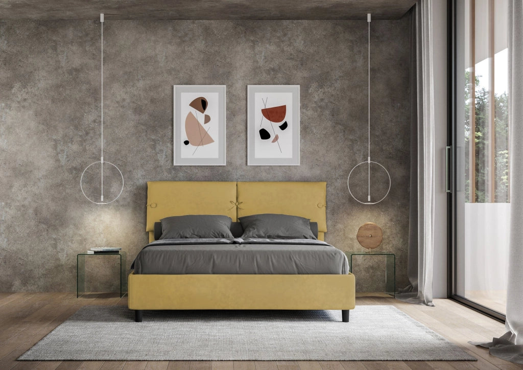 Letto Matrimoniale 160x190 cm con Rete e Contenitore Sleeper Ocra