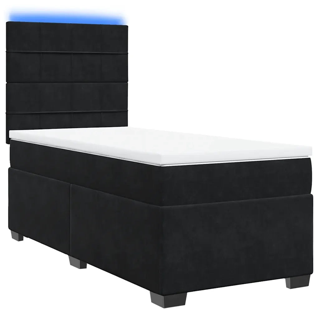 Giroletto a Molle con Materasso Nero 90x190 cm in Velluto