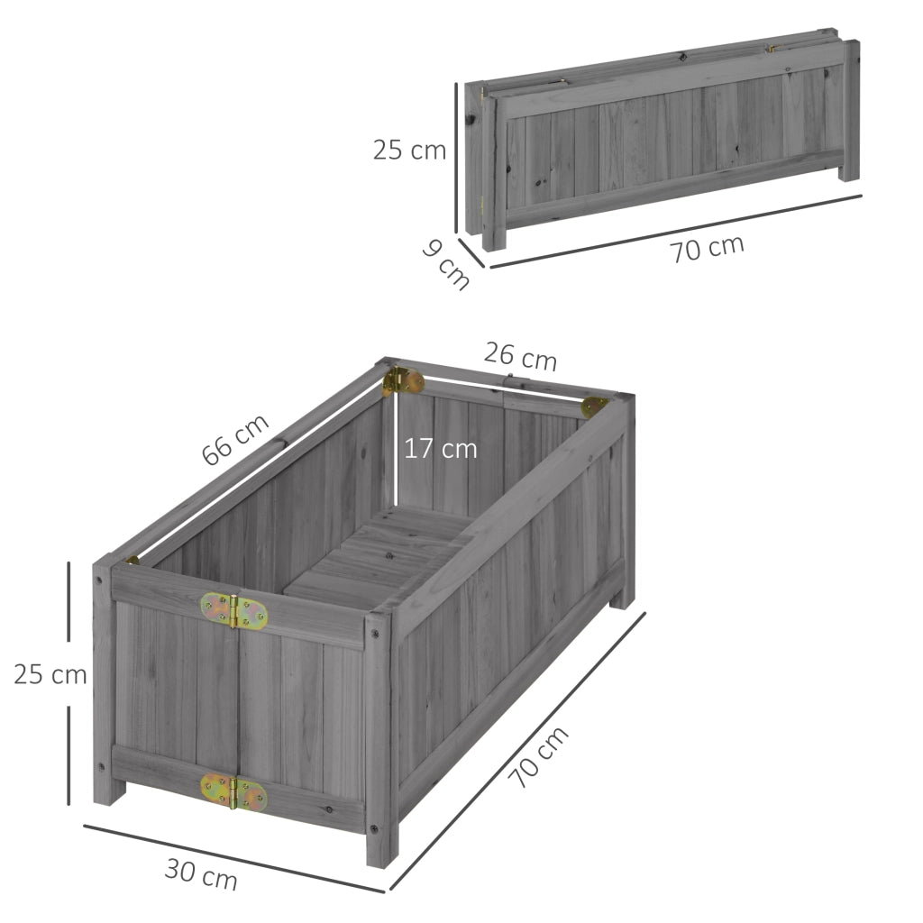 Fioriera Pieghevole in Legno per Giardino Balcone Terrazza ¨C Zephmum ¨C 70x30x25 cm Grigio