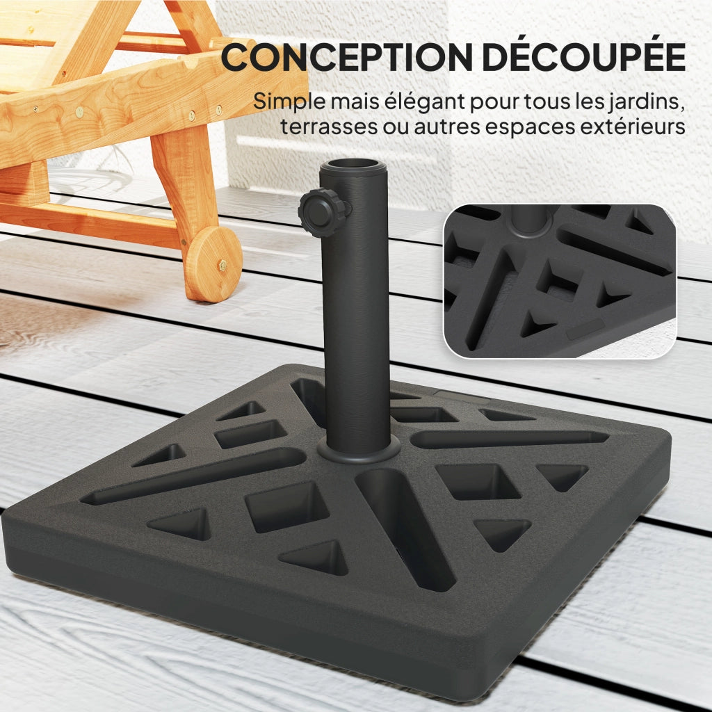 Base per ombrellone quadrata 15 kg ¨C Xylo ¨C cemento nero 45x45x33,5 cm per palo ? 32-48 mm