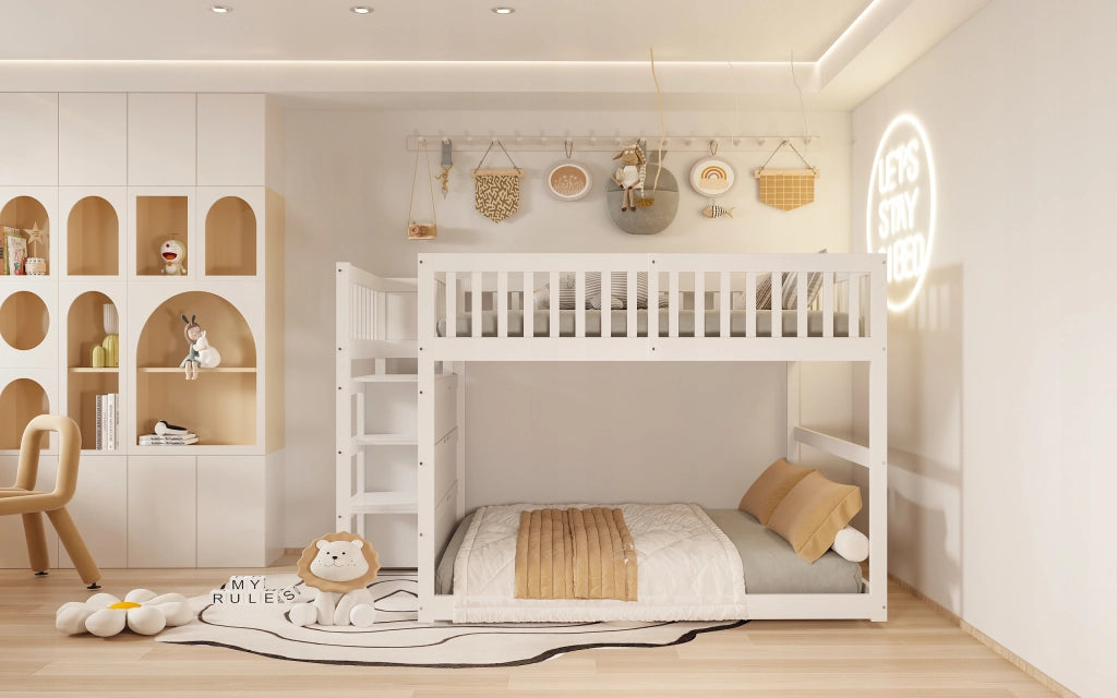 Letto a castello 140x200 bianco con contenitore - Xylo