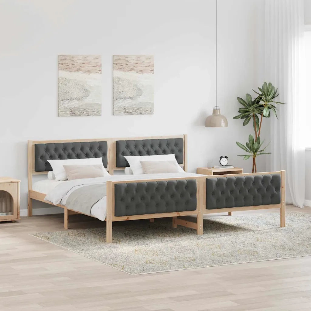 Struttura del letto-Giroletto Grigio scuro 200 x 200 cm Pino massello 772262