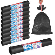 Trade Shop - Rotoli Sacchetti Buste Per Spazzatura 115lt 72x105cm Chiusura Con Laccetto Nero -