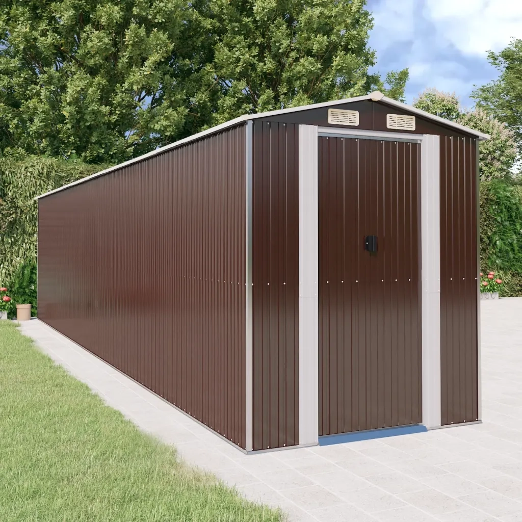 Capanno da Giardino Marrone Scuro 192x855x223cm Acciaio Zincato cod mxl 45239