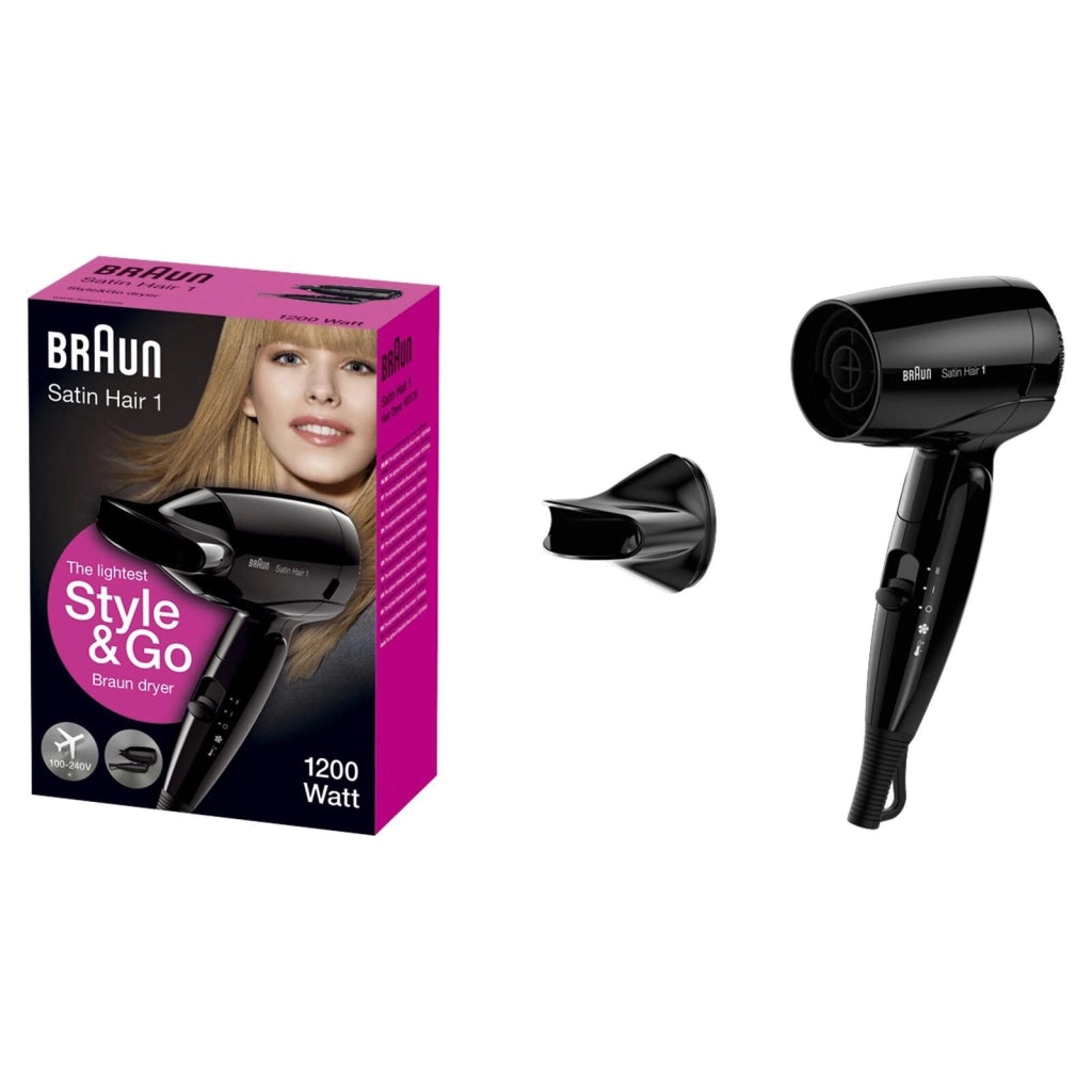Braun HD 130 Phon 1200w 2 temp. Da Viaggio con concentratore Nero