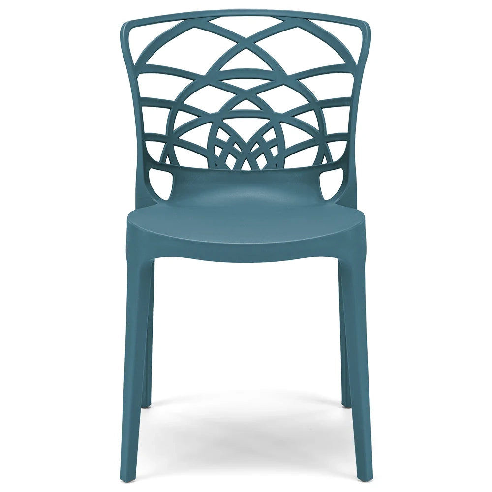 Sedia in polipropilene ARMONIA, impilabile, resistente ai raggi UV, design moderno, ideale per sala da pranzo, cucina, sala d’attesa, bar, ristoranti o giardino, colore Avio