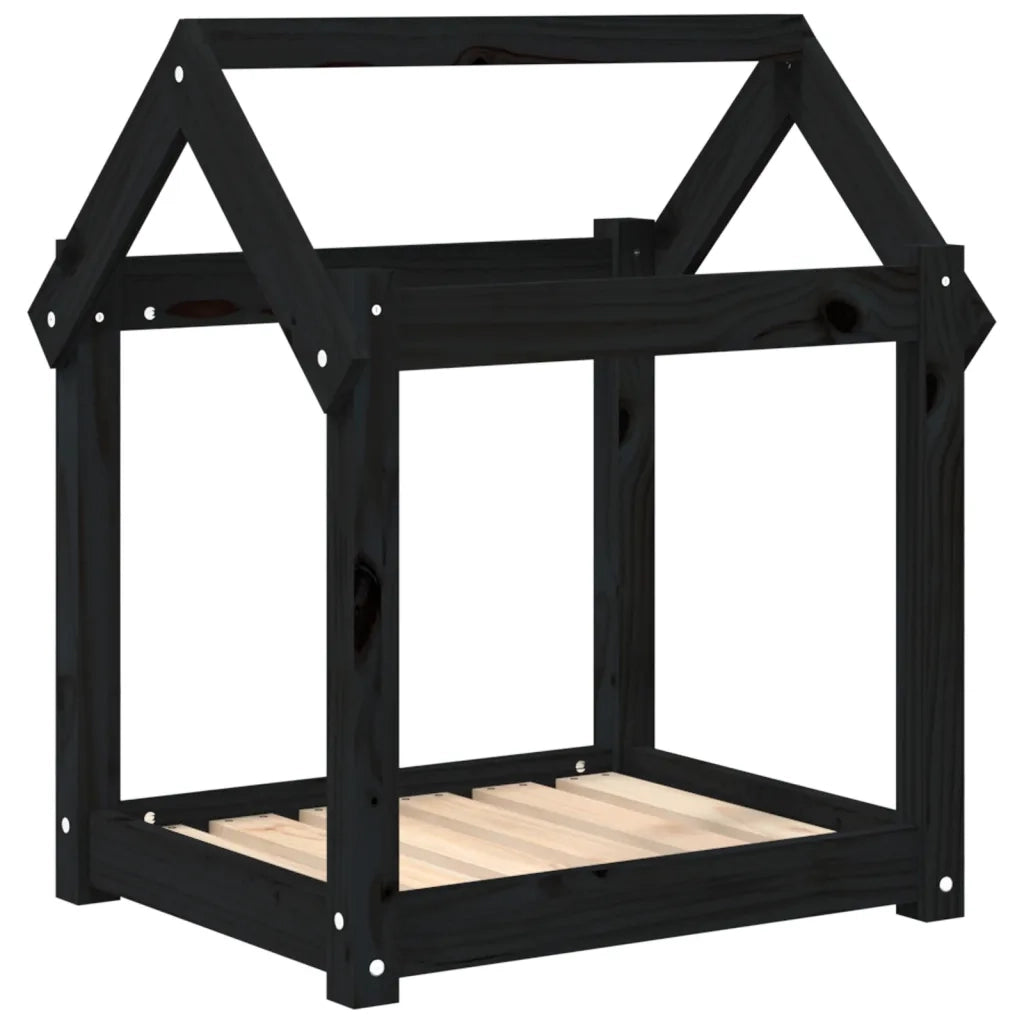 Cuccia per Cani Nera 61x50x70 cm in Legno Massello di Pino 822201
