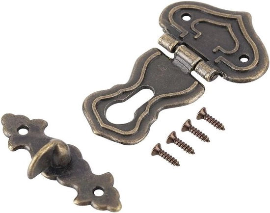 Bronze Klinkslot Kastslot 63 x 48 mm Stile Antico - 10 pezzi - Utile per scatole di gioielli, valigie e armadi.