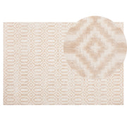 Tappeto Beige Viscosa 140 x 200 cm Motivo Geometrico Tessuto a Mano Flatweave