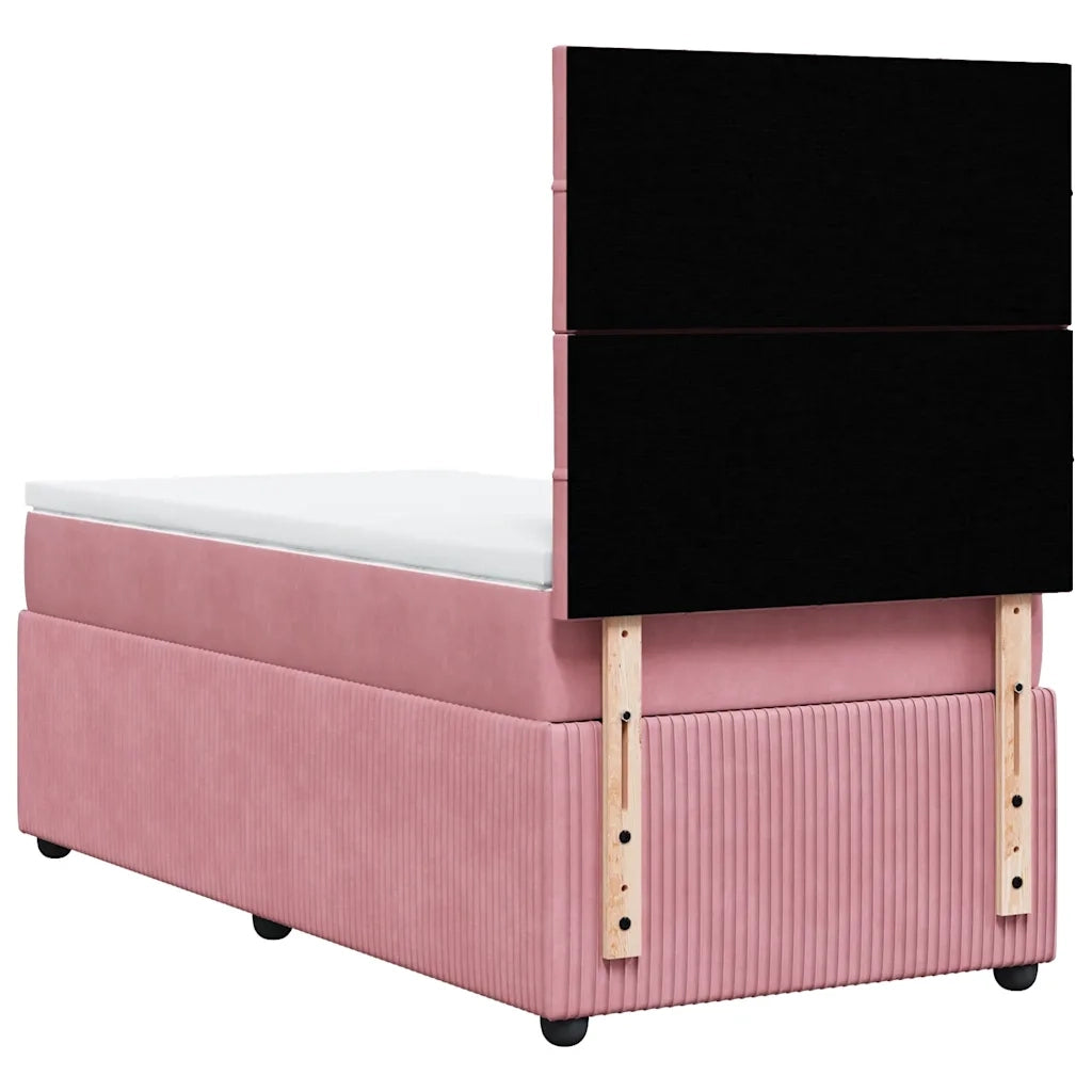 Giroletto a Molle con Materasso Rosa 90x200 cm in Velluto