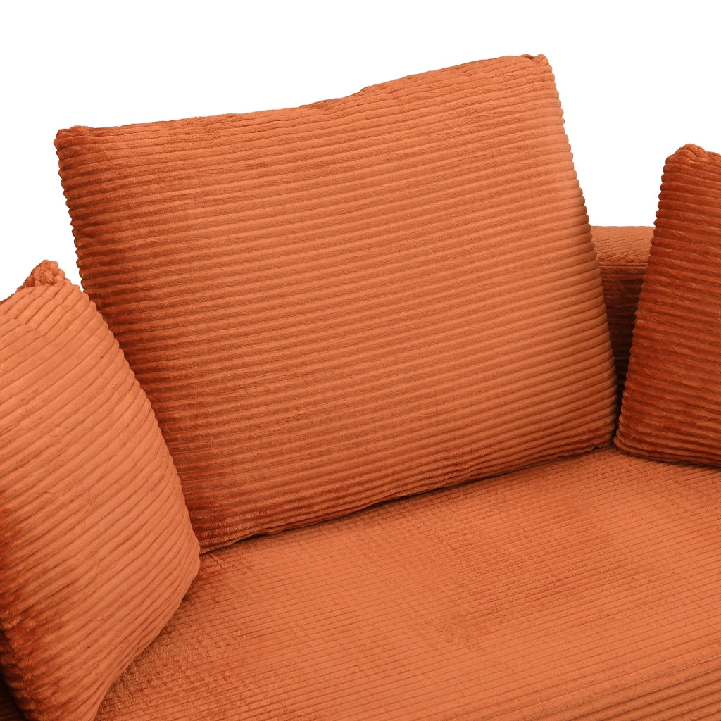 Divano letto, design senza struttura, divano a mezzaluna, con cuscini, divano modulare, tessuto in velluto a coste, arancione