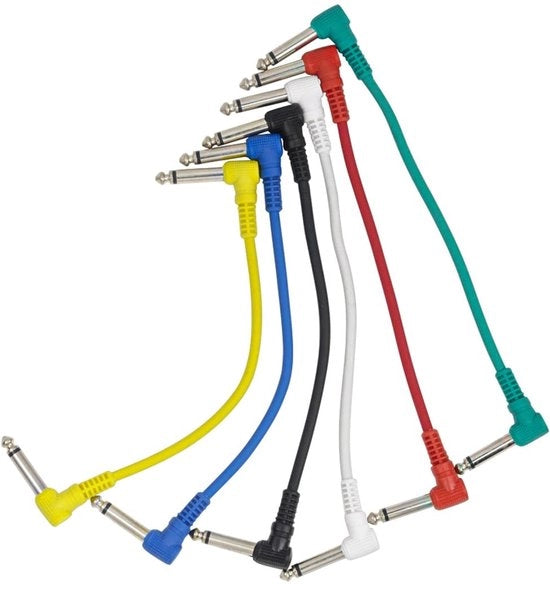 Cavi Guitarrali - Cavi Effetti - Silenziosi - Colorati - Cavi Pedali - 15 cm - Adatti per Chitarra - 6 pezzi