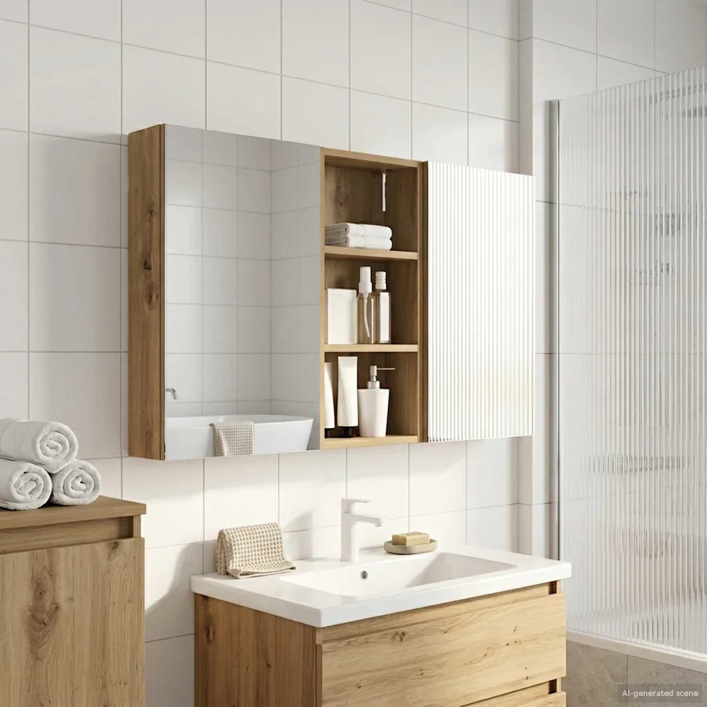 Set di Armadi da Bagno con porta 3 pcs 110 x 10,5 x 60,5 cm