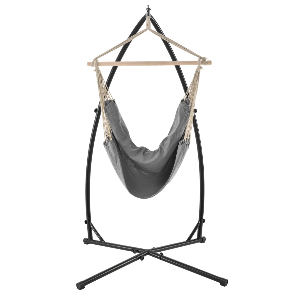 Set Sedia Amaca con Struttura di Supporto Autoportante Poltrona color Grigio casa.pro