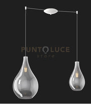 SOSPENSIONE BIANCO 2 LUCI SPOSTABILE VETRI (1 MEDIO+1 GRANDE) TUTTI FUME' 1193BI-S2 S MIX-FU
