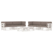Set Divani a Pallet e Cuscini 6 pz in Pino Impregnato Bianco cod mxl 40231