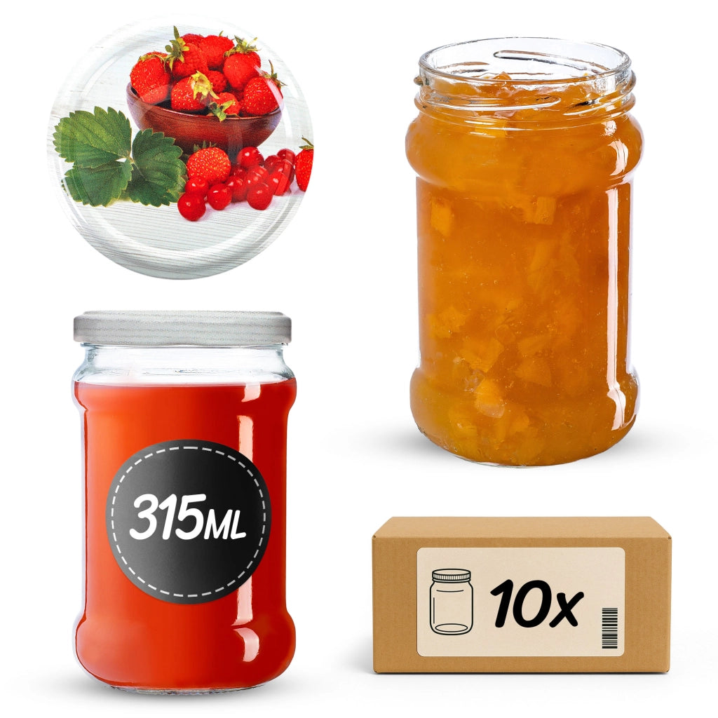 KADAX Seno vasetti 315ml 10pz 66mm + coperchi "Fragole"