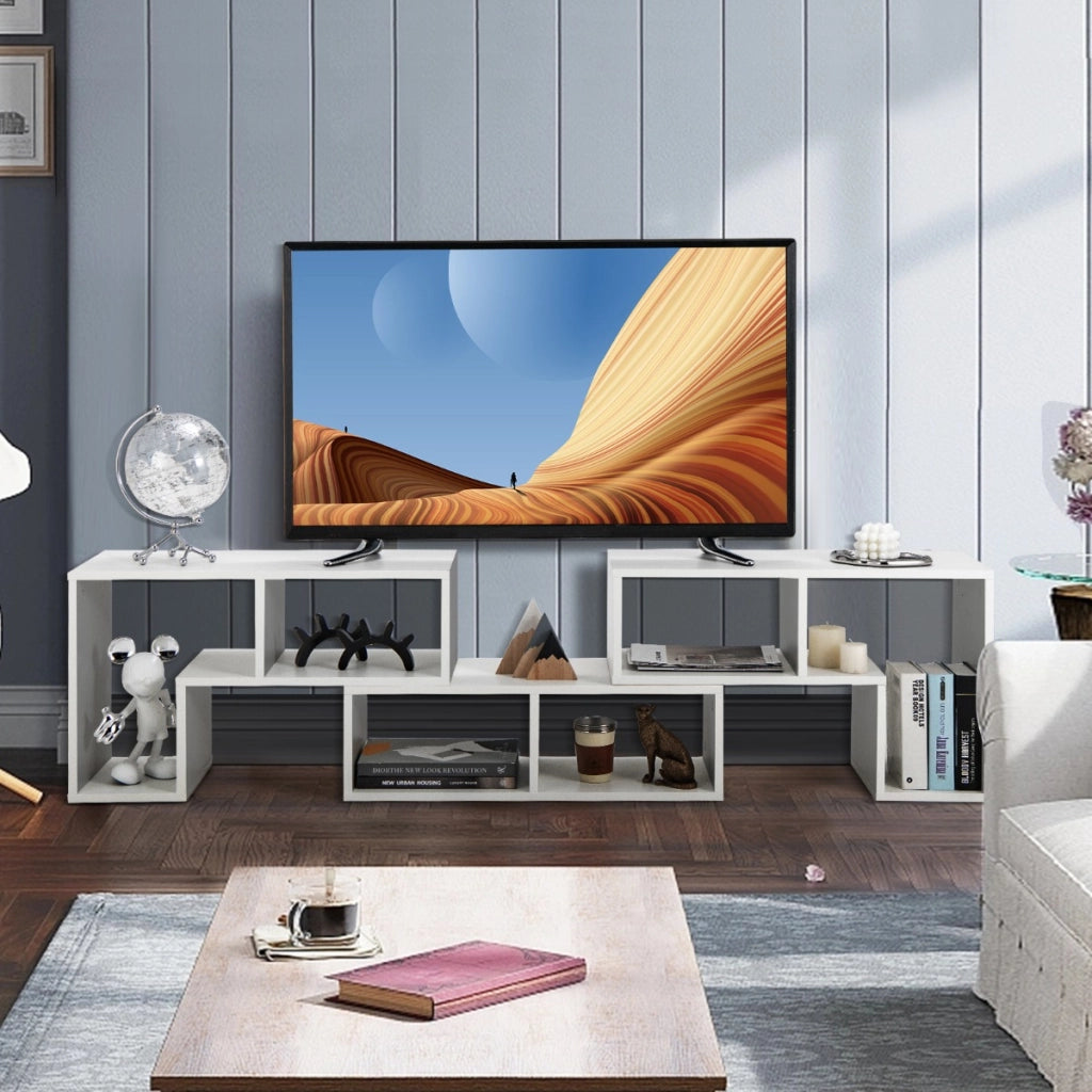Supporto per console TV 65 pollici in 3 pezzi-Centro di intrattenimento per riporre e esporre Bianco