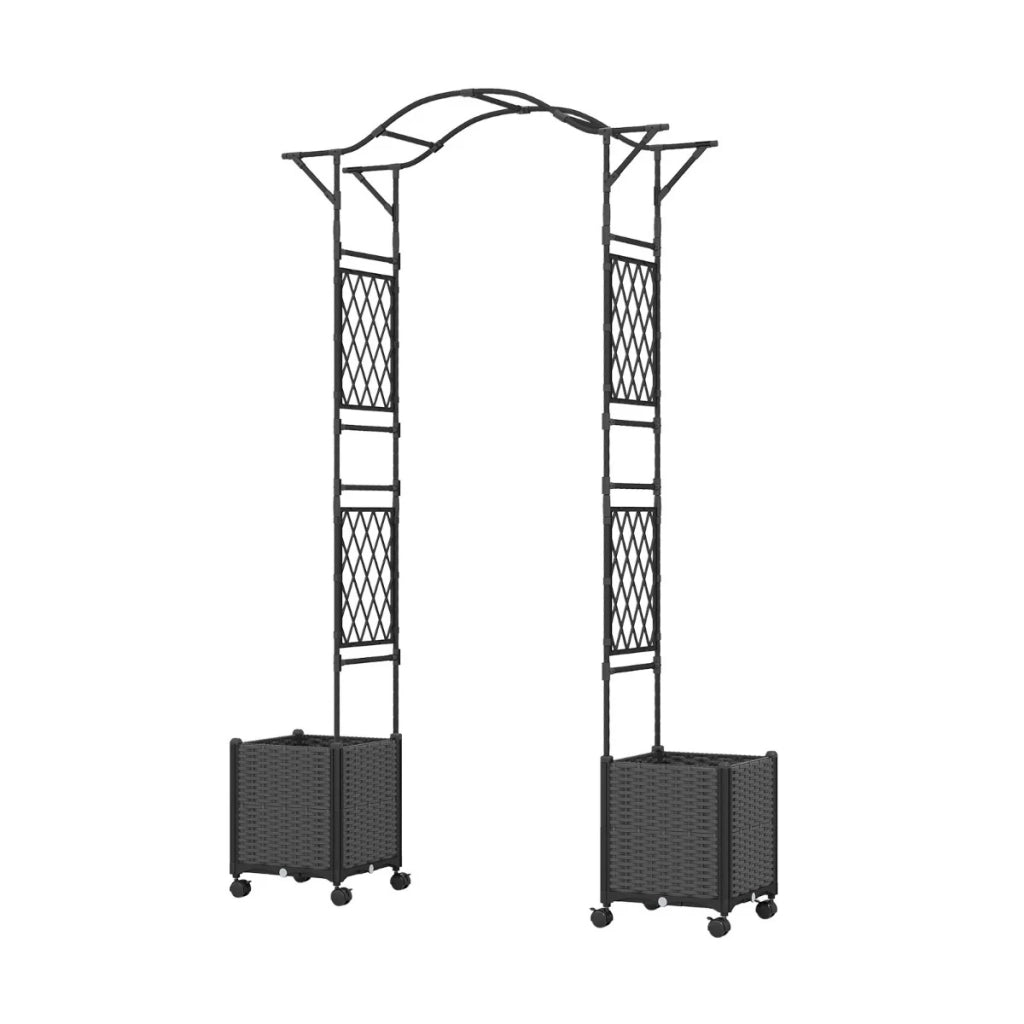 Arco da giardino 2 in 1 con fioriere 208 x 40 x 250 cm sistema di autoirrigazione design moderno metallo grigio 20_0010181
