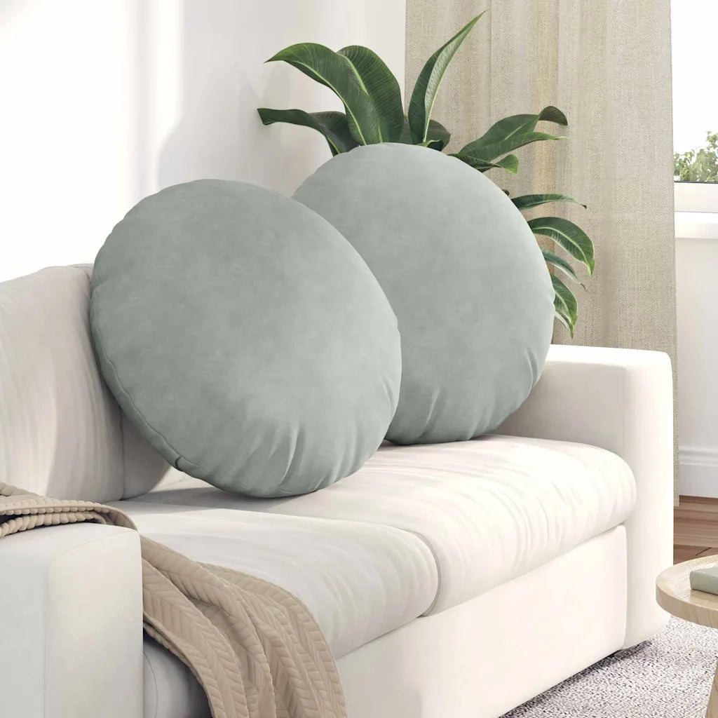Cuscini per Seduta 2 pcs Grigio chiaro Ø60 x 21 cm Velluto 42014211