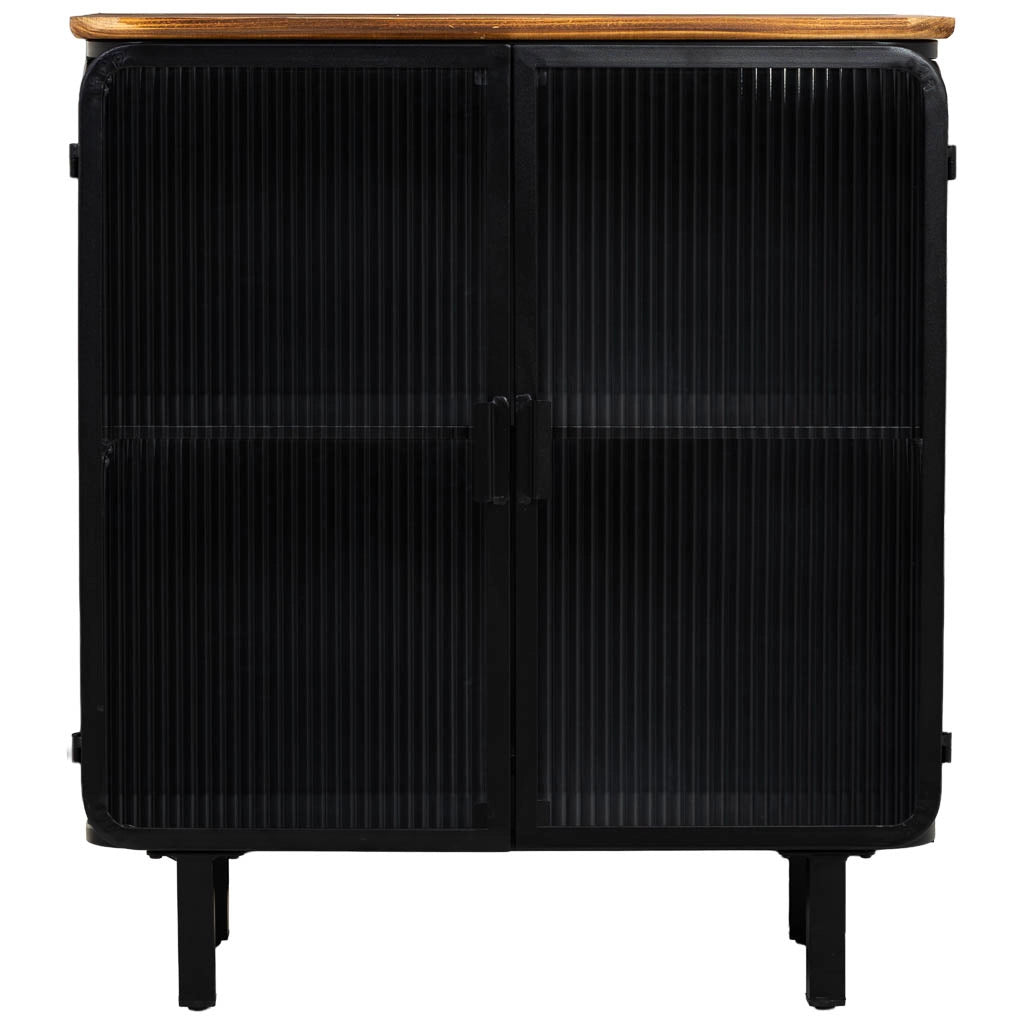 Vetrina in metallo, legno e vetro con 2 porte 72x37x81h cm - nero