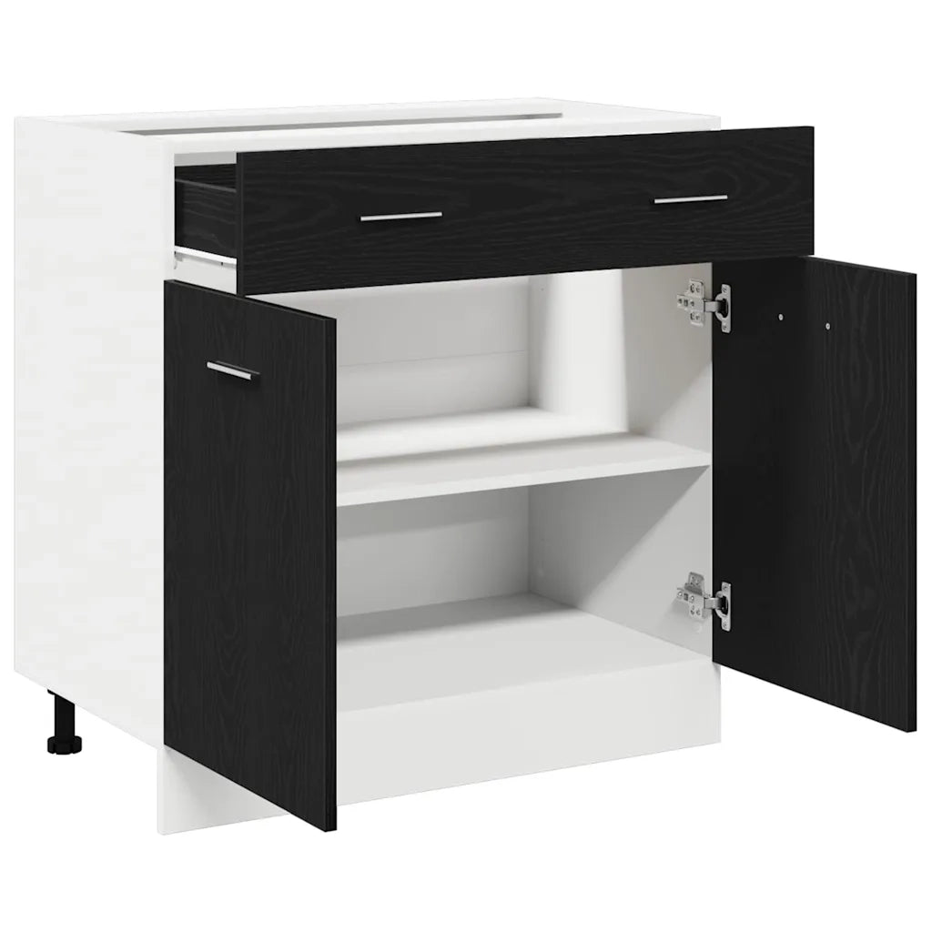 Mobiletto a parete moderno con cassetto e ripiano 80 x 31 x 81 cm pratico contenitore in legno composito di rovere nero 02_0051966