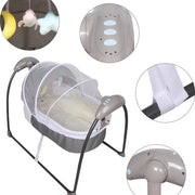 Culla per Bambini - 3 Velocità - Oscillatore - Elettrico - Culla per Bambini fino a 18 Kg - Grigio - Con Musica