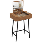 Mobile Toeletta con Specchio Ribaltabile e 16 Scomparti 60x40x90 cm in Legno e Acciaio Color Legno