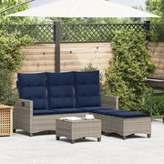 Set Divani da Giardino 3 pz con Cuscini a Forma di L Polyrattan