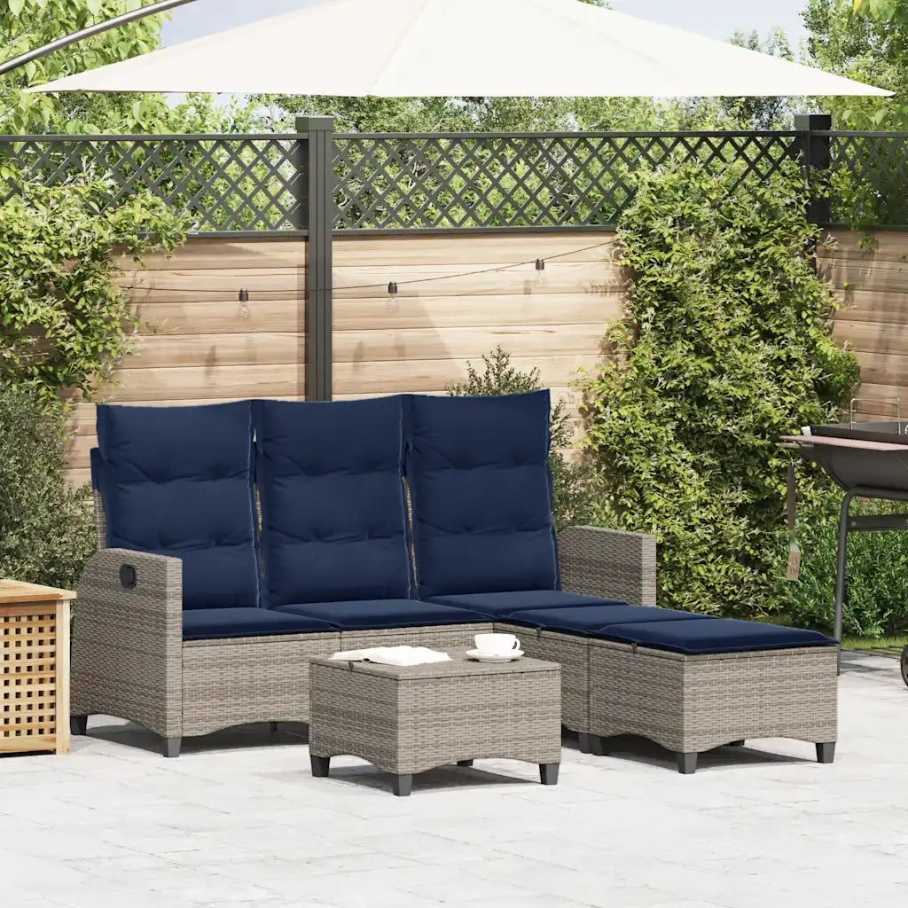 Set Divani da Giardino 3 pz con Cuscini a Forma di L Polyrattan