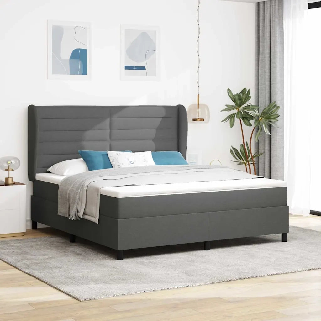 Letto a molle con materasso Grigio scuro 180 x 200 cm Tessuto 3340516
