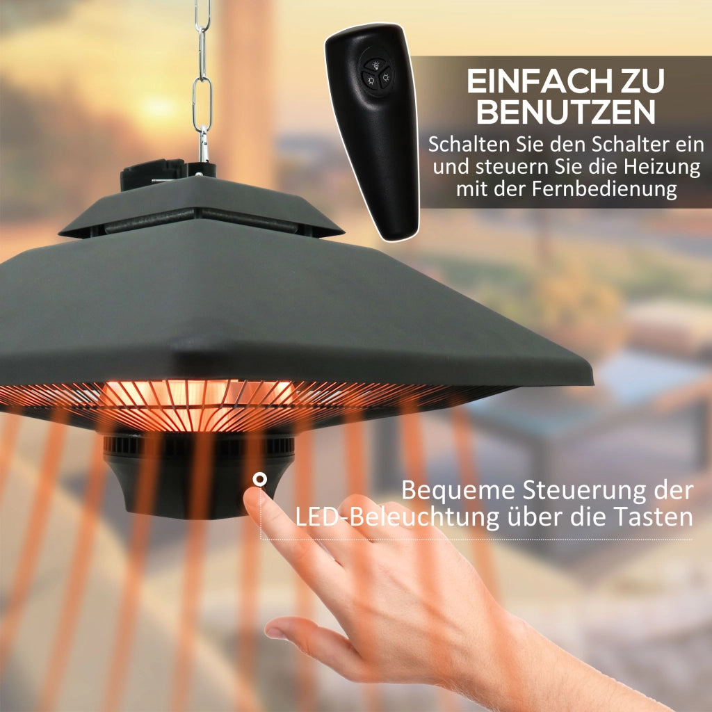 Stufa a infrarossi 2000W ¨C Xylo ¨C con telecomando, 2 livelli, display LED, nero