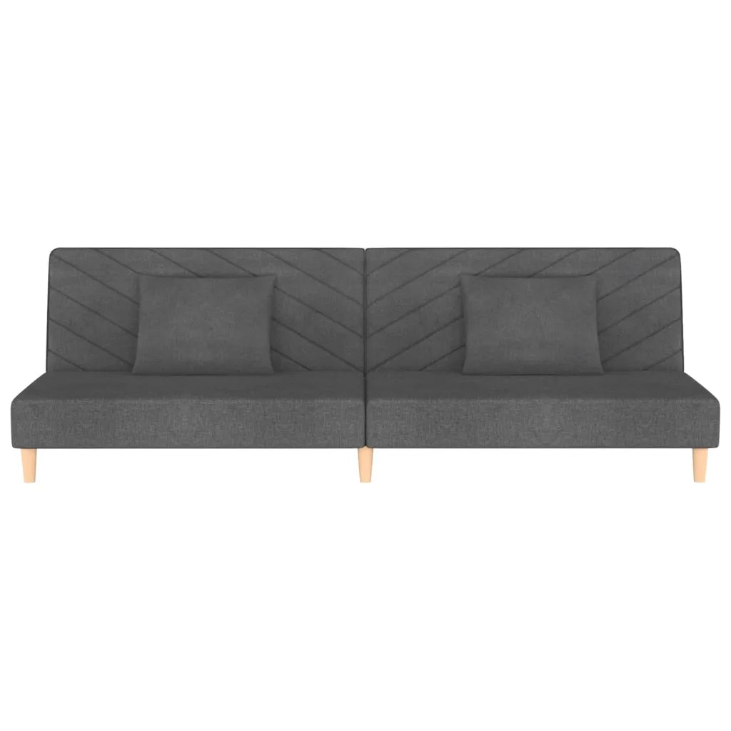Divano Letto a 2 Posti con 2 Cuscini Grigio Scuro in Tessuto 375888