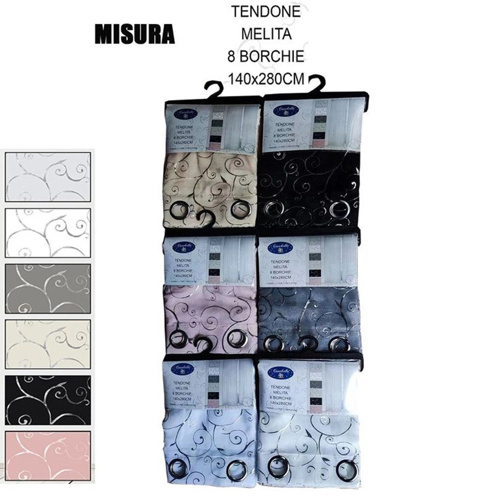 Trade Shop - Tenda Melita Pannello Singolo 8 Borchie Porta Finestra Cucina Bastone 140x280 Cm -