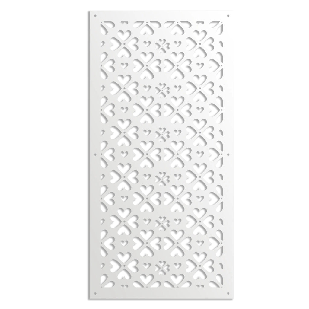 LOVE ME - Pannello in PVC traforato - Parasole Misura: 47x94 cm, Colore: bianco