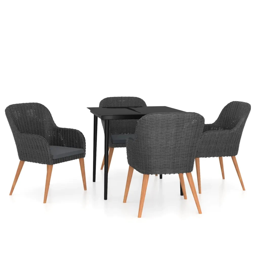 Set da Pranzo per Giardino 5 pz con Cuscini Nero cod mxl 46960