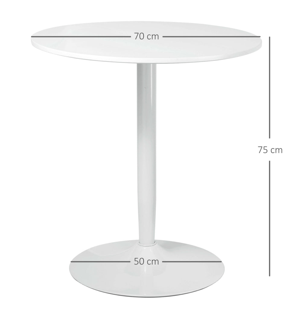 Tavolo rotondo da cucina ?70 x 75 cm in MDF bianco con base in acciaio