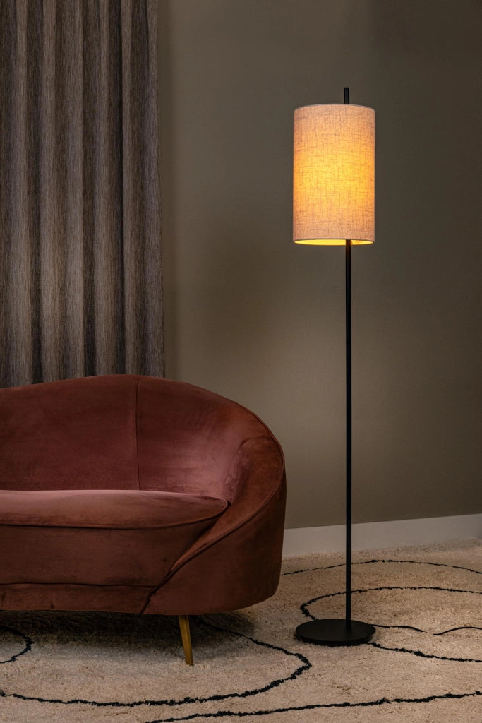Lampada da terra MAGIC 1xE27 nera crema lino Lucide
