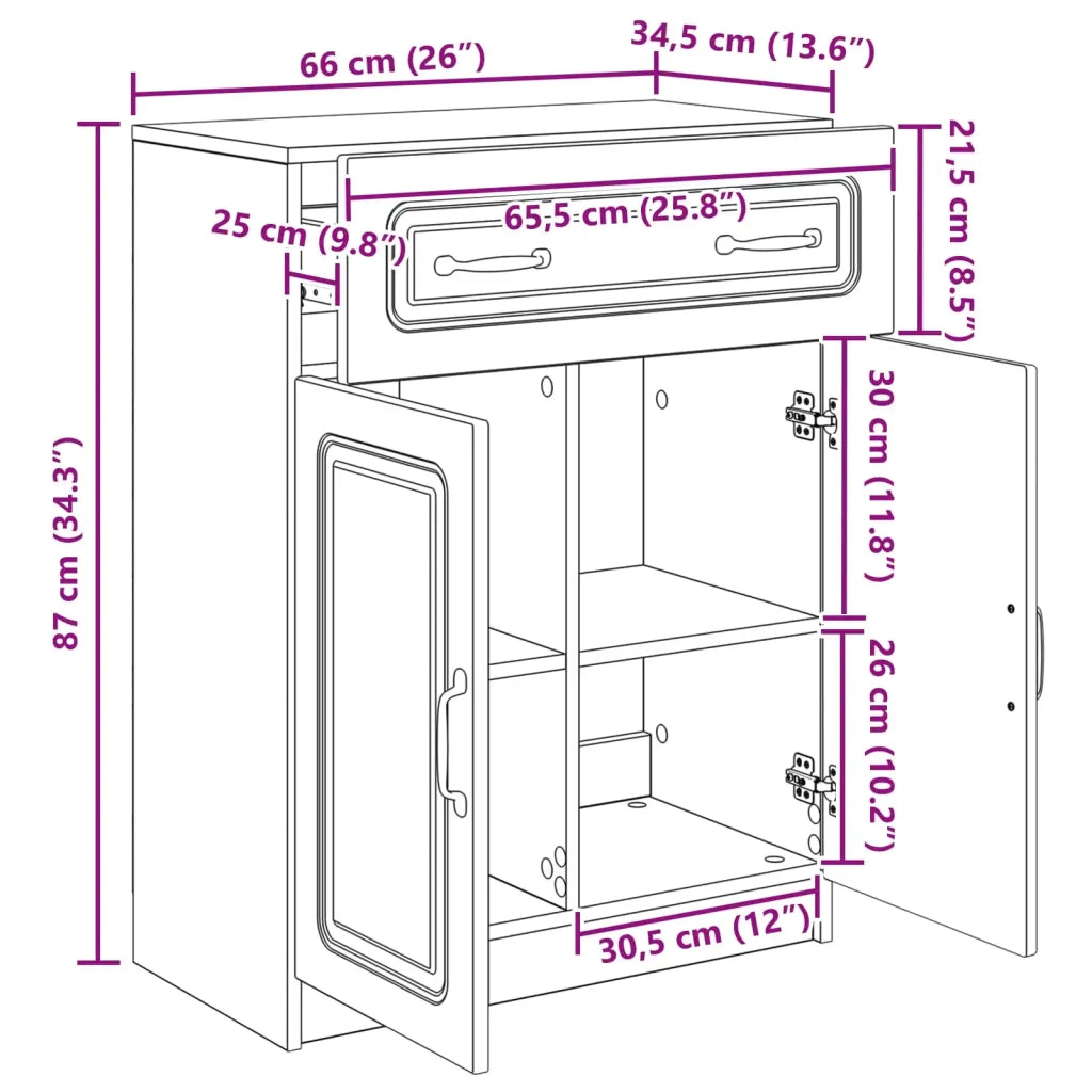 Credenza Grigio Sonoma 66 x 34,5 x 87 cm Legno ingegnerizzato 895791
