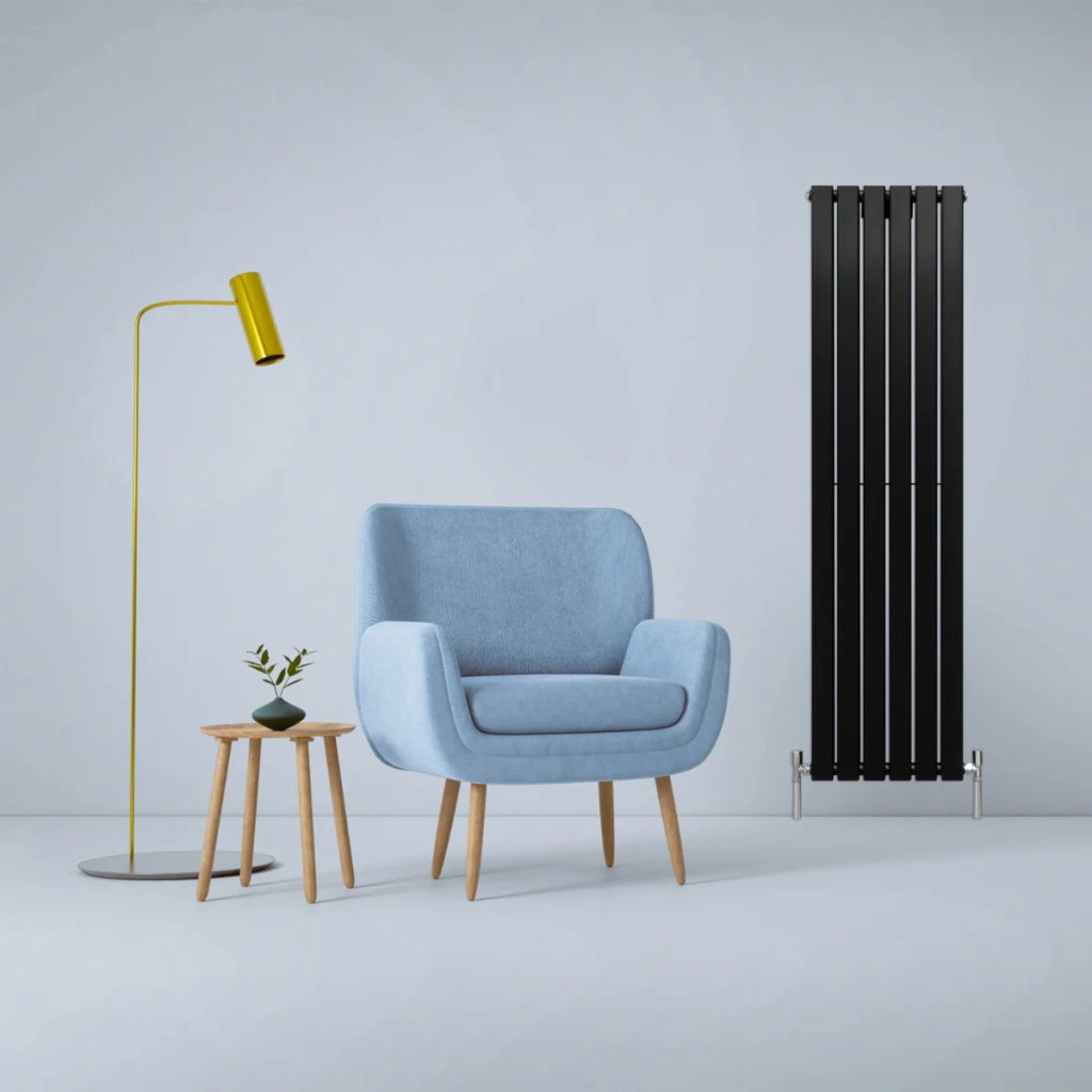 Radiatore Termosifone Termoarredo Design Piatto Pannello Elementi Nero Opaco