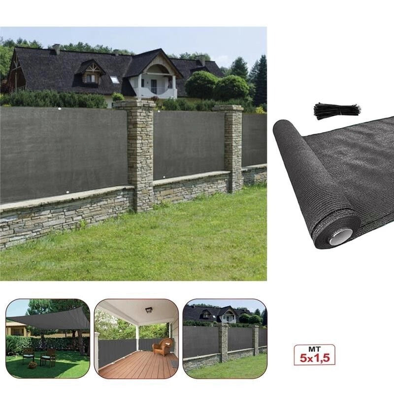 RETE OMBREGGIANTE MT 5X1,5 IDEALE PER OMBREGGIARE IL TUO GIARDINO E TERRAZZO COLOR GRIGIO