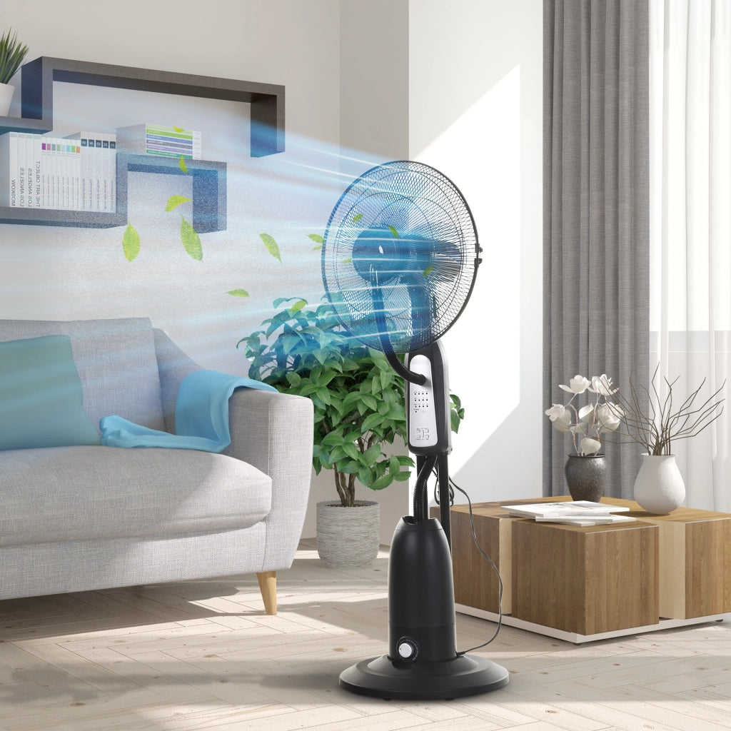 Ventilatore a Torre con Umidificatore ¨C zephmum ¨C Grigio Nero, Telecomando, 3 Velocit¨¤, Timer