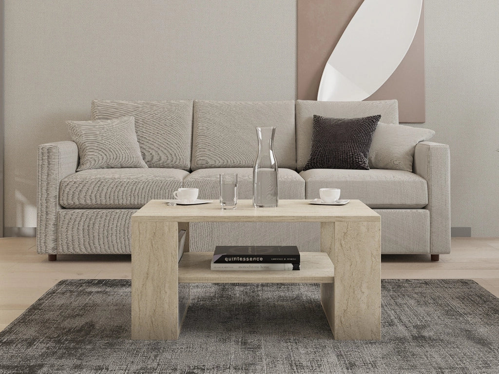 Limosano, Tavolino da Salotto un Vano, 80x50x40h cm Bianco Marmo