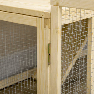 Conigliera per Interno 151,5x106x97 cm 3 Porte e Area Esterna in Legno d'Abete