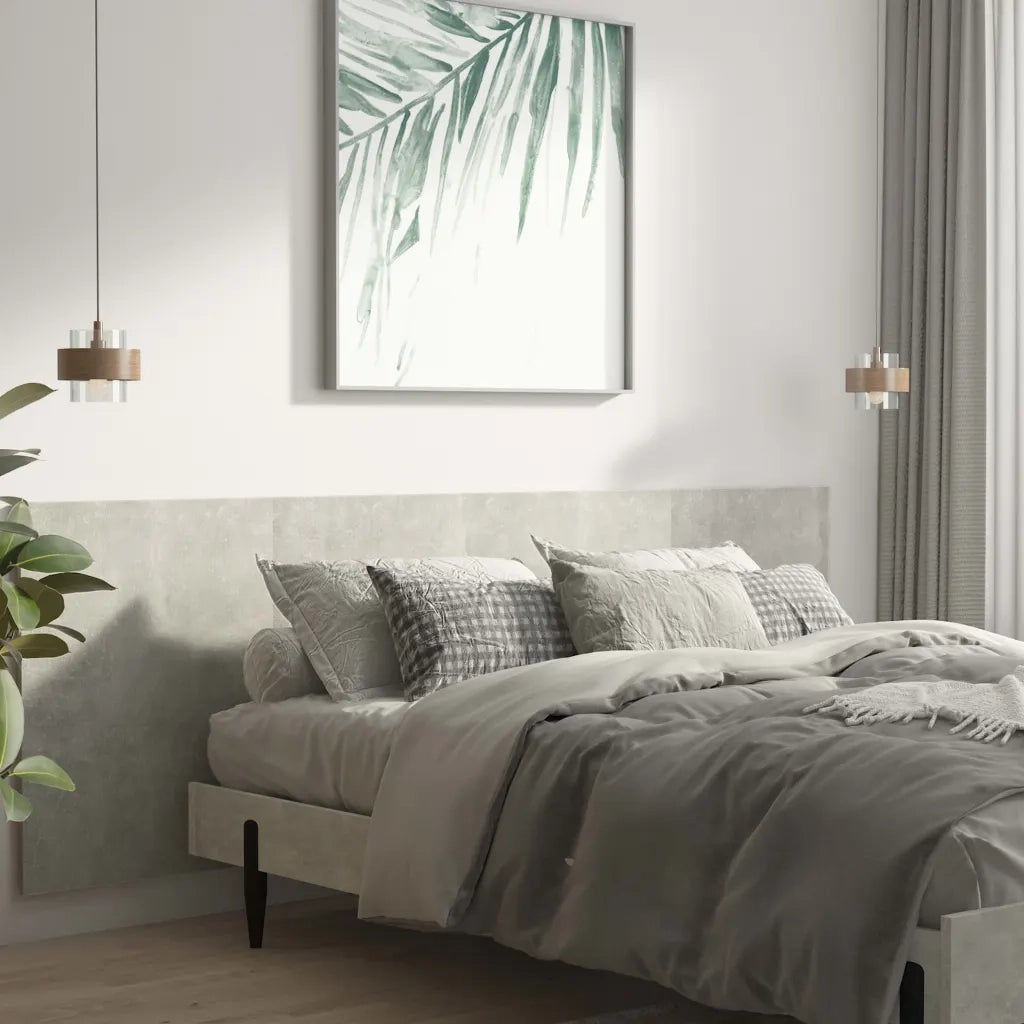 Testiera | Testata Letto Grigio Cemento 240x1,5x80cm Legno Ingegnerizzato