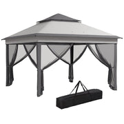 Gazebo da Giardino 326x326x272 cm Altezza Regolabile e Zanzariere Grigio Chiaro e Scuro