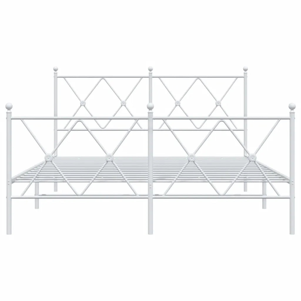 Giroletto con Testiera e Pediera Metallo Bianco 137x190 cm 376568